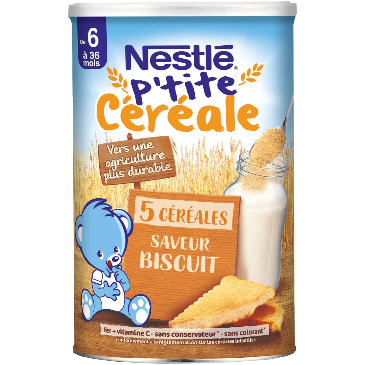 Nestlé Bébé P'tite cereali, secchi, biscotti, dai 6 mesi in su, scatola da 415 g
