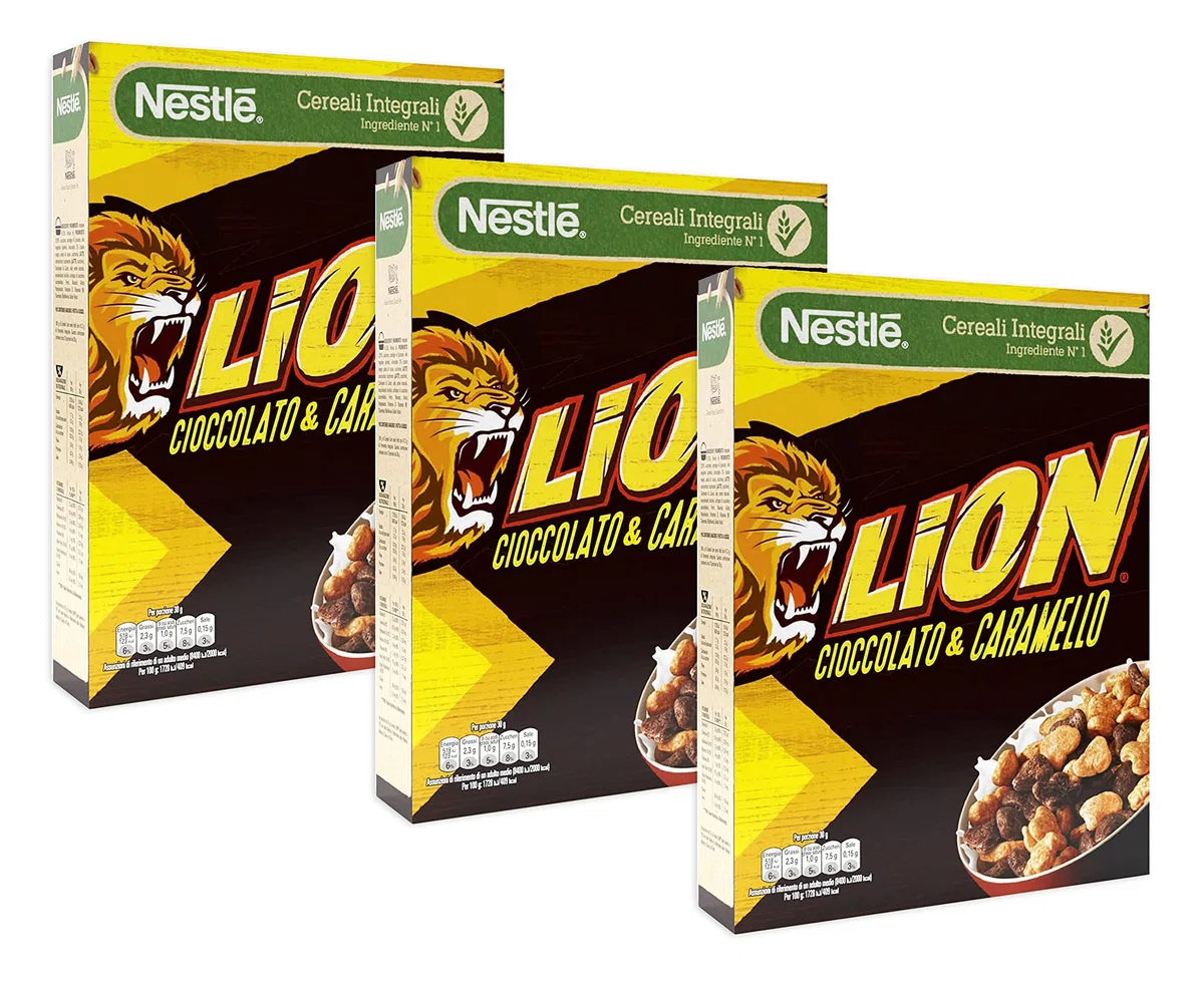 3X Nestle Lion Cereali con frumento Integrali Ricoperti di Cioccolato e Caramello 400 gr [3 Confezioni]