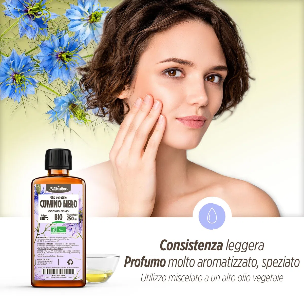 Olio di Cumino Nero Biologico 500 ml - 100% Pure, naturale e Pressato a freddo