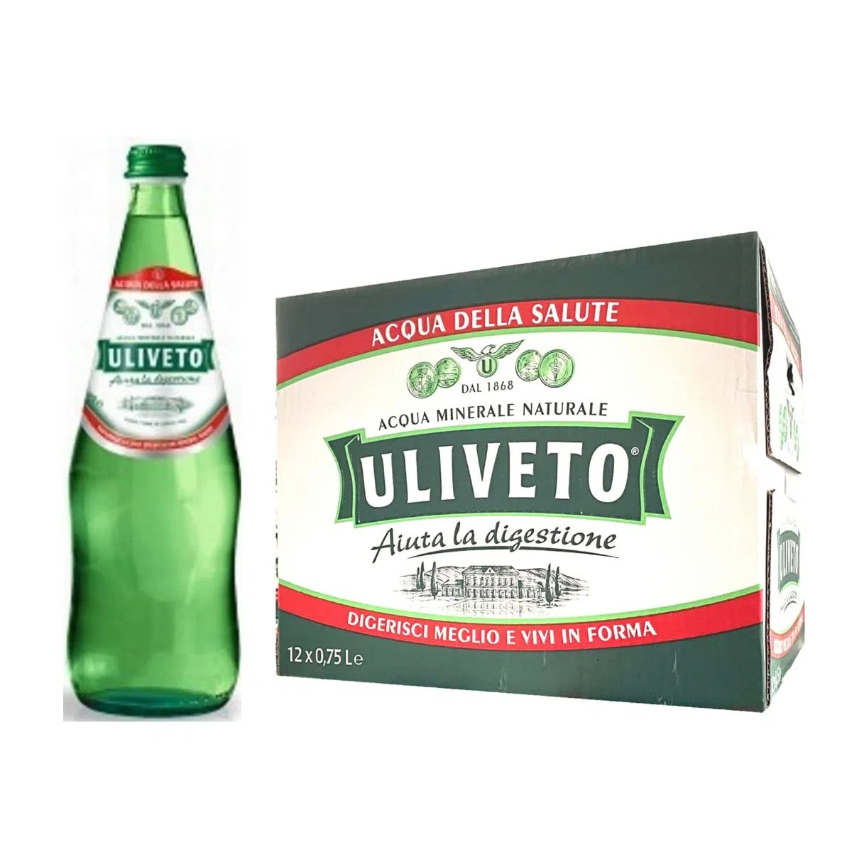12 Bottiglie ACQUA ULIVETO NATURALE 75 cl. VETRO A PERDERE