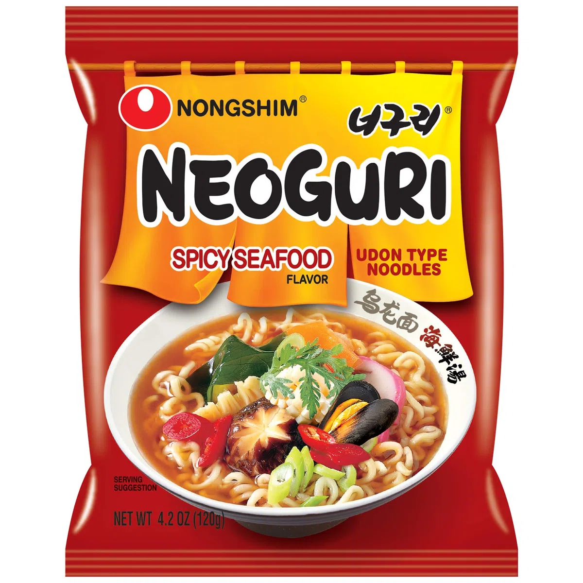 Nongshim Neoguri Noodles, Spicy Seafood, 4.2 Ounce (Pack of 16)