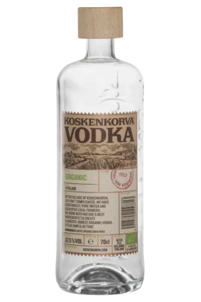 Koskenkorva, Original Organic Vodka, 700 ml, Vodka Biologica Finlandese con Note Secche, Prodotta con Orzo Finlandese, Distillata con Acqua Pura di Sorgente, Idea Regalo, 37,5% Vol.