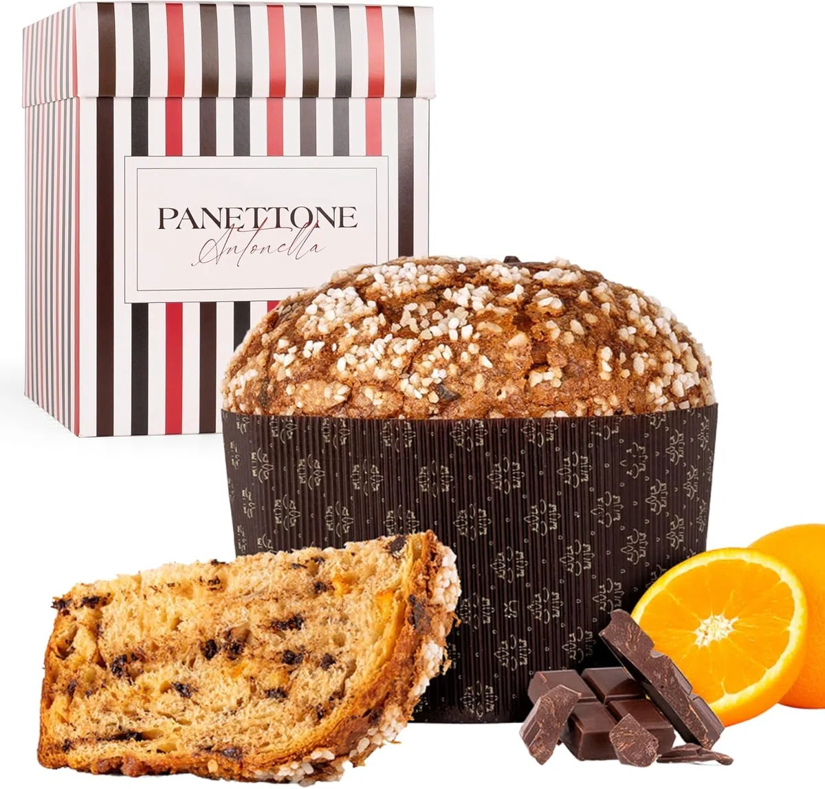 Panettone Antonella al Cioccolato e Arancia XXL 1200 g - Preparazione Artigianale con Ricetta Tradizionale - Delizioso Panettone di Natale