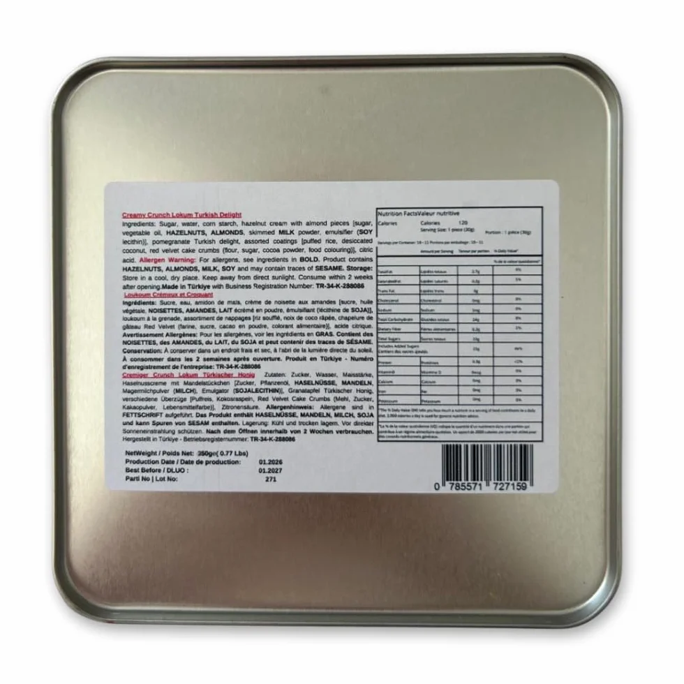 Mughe Gourmet Lokum Delizia Turca Crema e Croccante 'Creamy Crunch' – 350 g