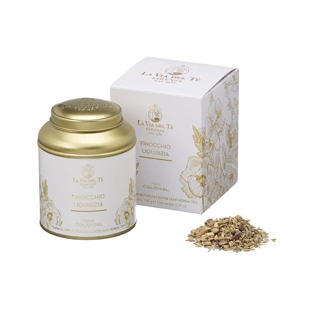 La Via del Tè - Tisana Finocchio Liquirizia - lattina da 150 gr - digestiva, gusto dolce con finocchio e radice di liquirizia - senza caffeina
