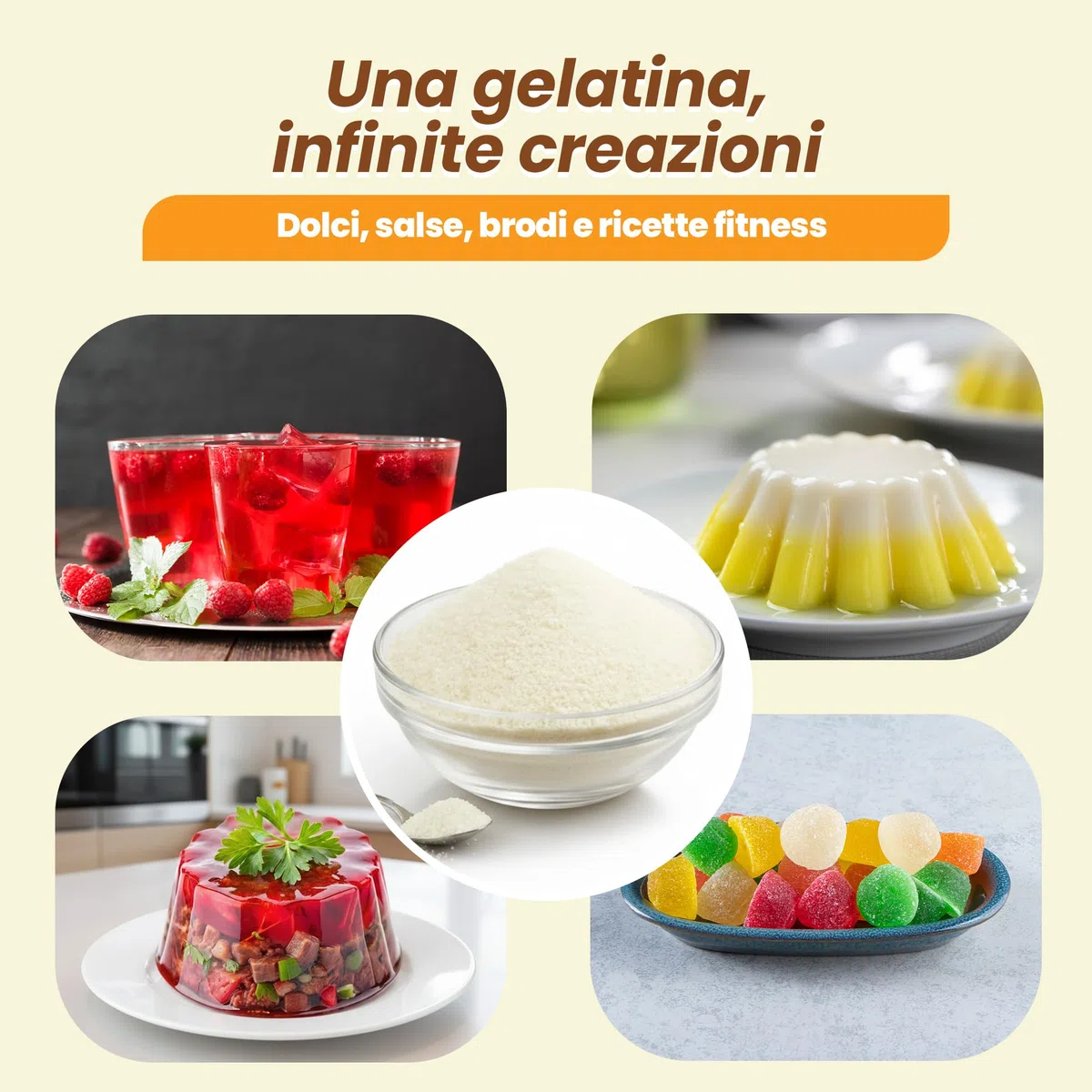 Snadi Gelatina in polvere | 1 kg | 100% pura, insapore e qualità professionale | Ricca di aminoacidi precursori del collagene | Pasticceria, dessert, gel e salse | Facile da sciogliere e consistenza