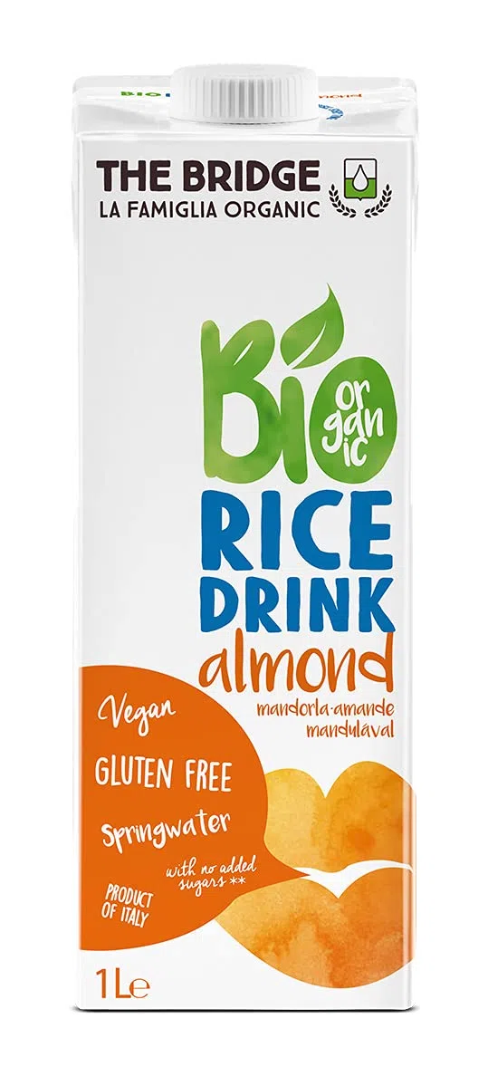 The Bridge - Bio Rice Drink Almond - Bevanda Biologica a base di Riso alla Mandorla (Formato da 1 litro, Scatola da 12 pezzi)