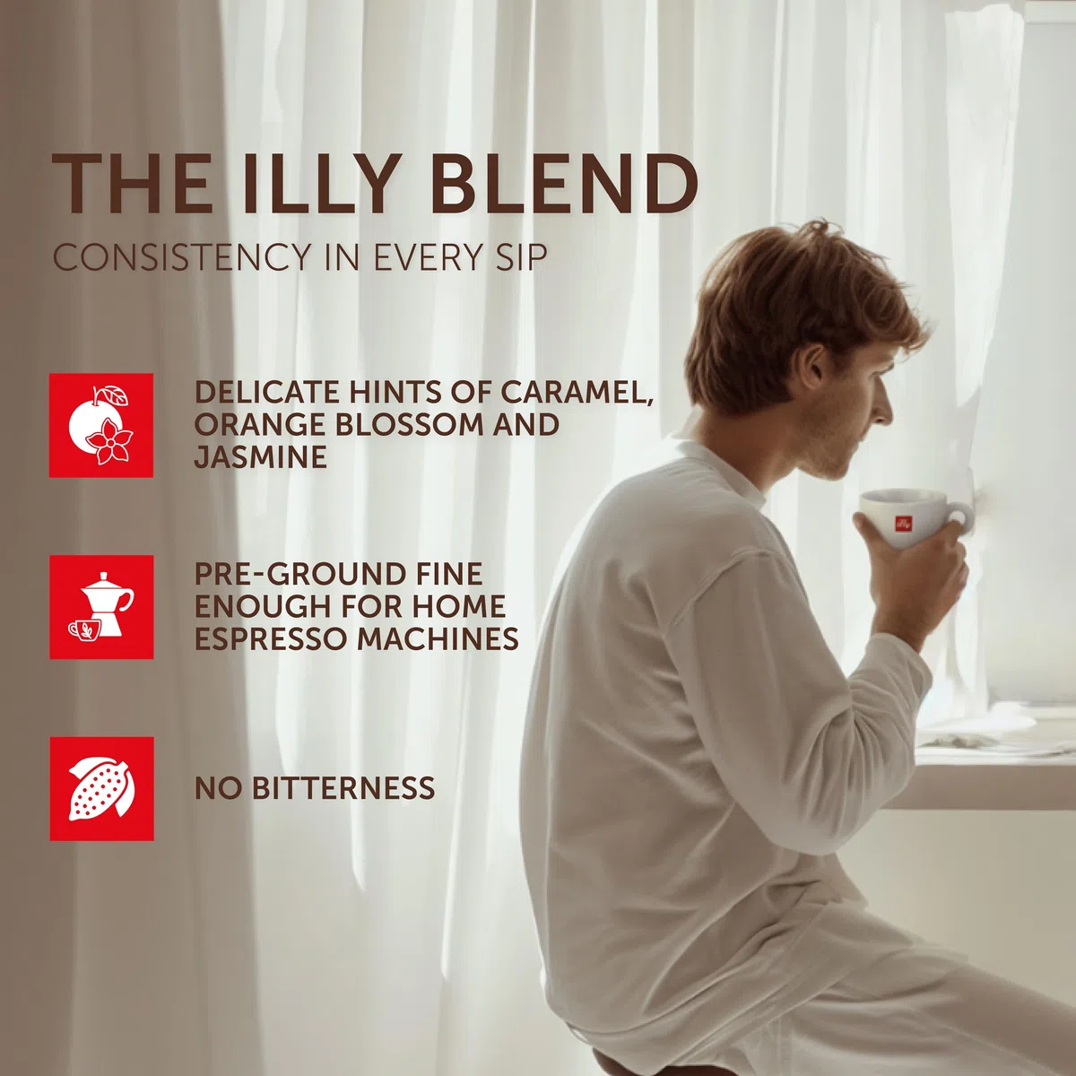 illy, Café moulu pour Moka Classic, 100% Arabica avec des Notes de Caramel, Fleur d'Oranger et Jasmin, Goût doux et arrière-goût sucré, Pack de 12 boites (12 x 250gr)