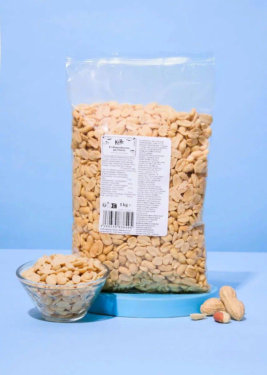 KoRo - Arachidi tostati e salati 1 kg - per aperitivi e snack - tostate e salate - maxi formato