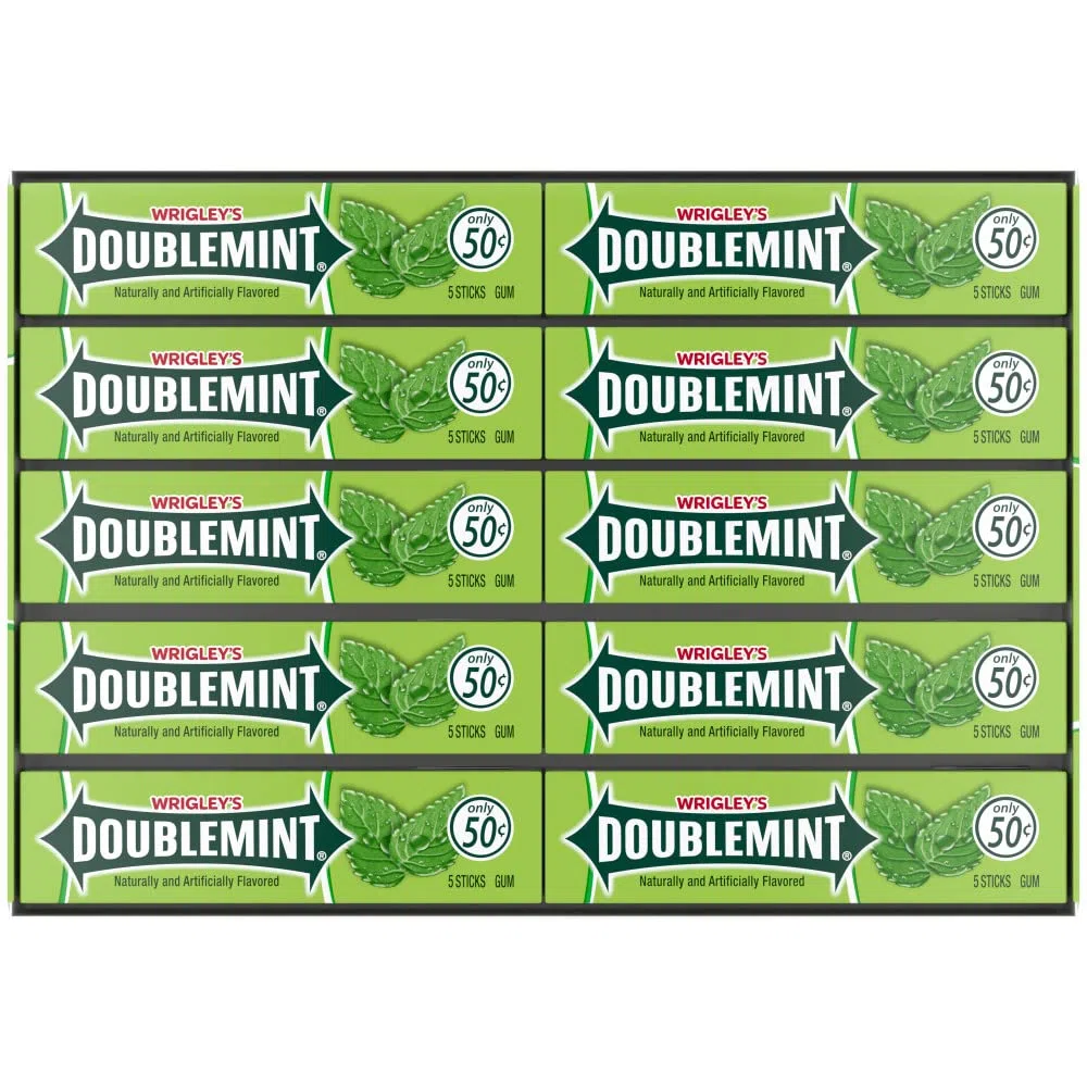 Wrigley's Doublemint Bubblegum - Confezione da 5 bastoncini (confezione da 40)