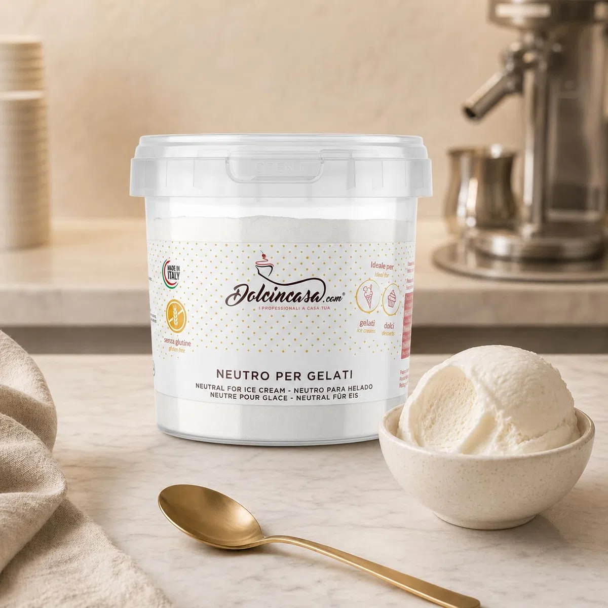 Dolcincasa-Neutro per Gelati con Farina di Guar e Semi di Carrube Addensante Emulsionante Stabilizzante 500g Senza Glutine