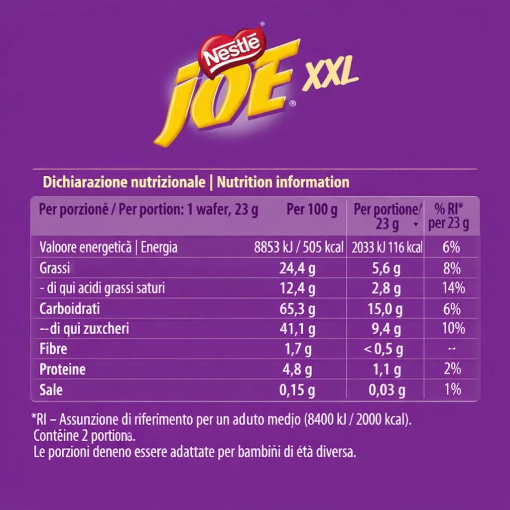 Nestlé Joe XXL Wafer al Cacao con Crema di Cacao e Cioccolato al Latte, 20 Pezzi, 920 g