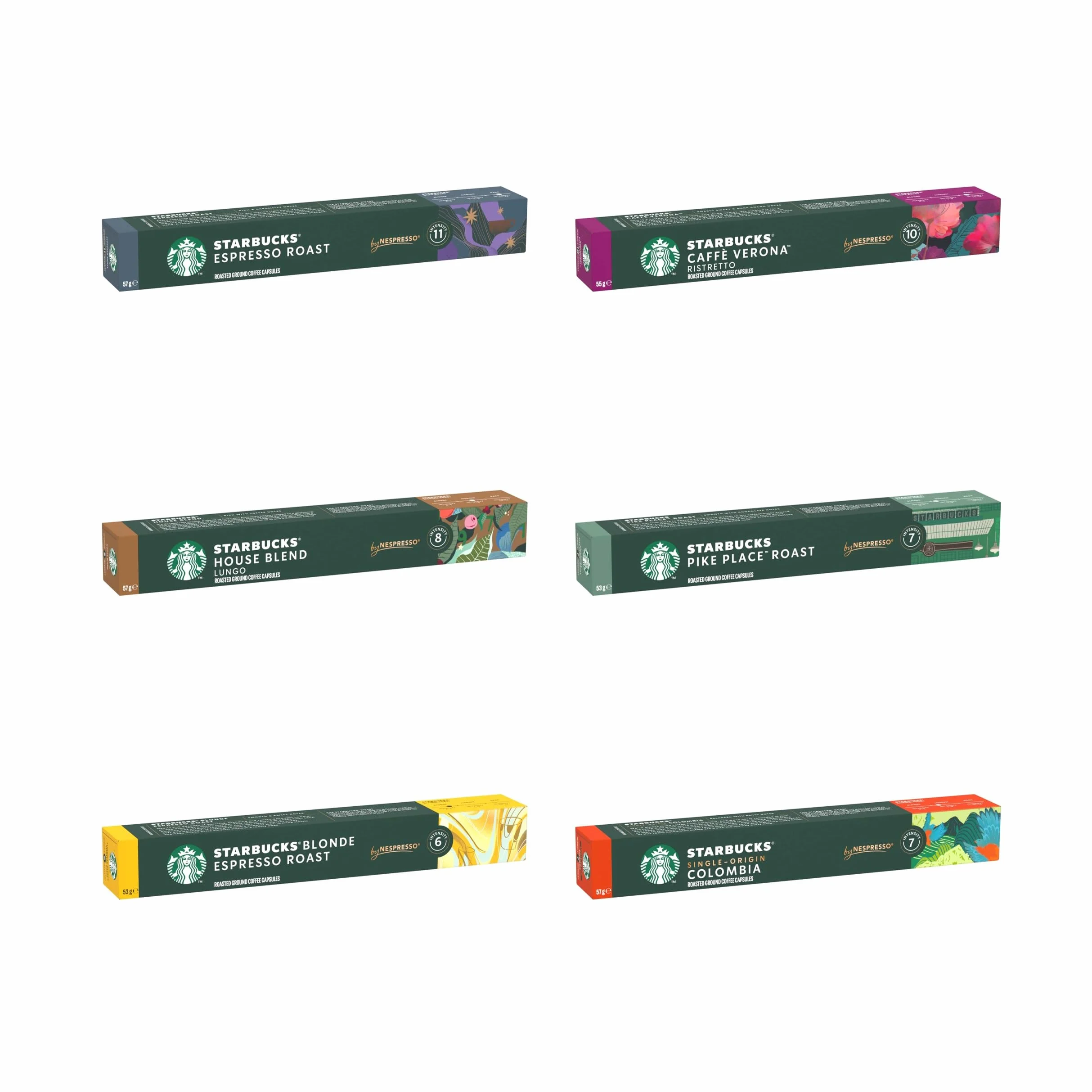 STARBUCKS Kit Degustazione Caffè by Nespresso, 6 confezioni da 10 capsule (60 capsule compatibili Nespresso) - Esclusiva Amazon