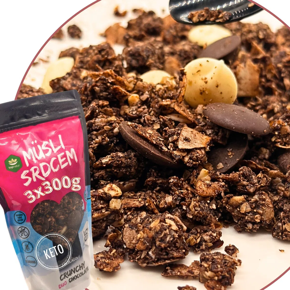 CRUNCHOLOGY Keto Granola Senza Zucchero - Granola Cioccolato, Low Carb Musli, Glutenfree | Cereali Senza Glutine | Muesli Senza Zucchero | Paleo Chetogenico confezione 3x300g
