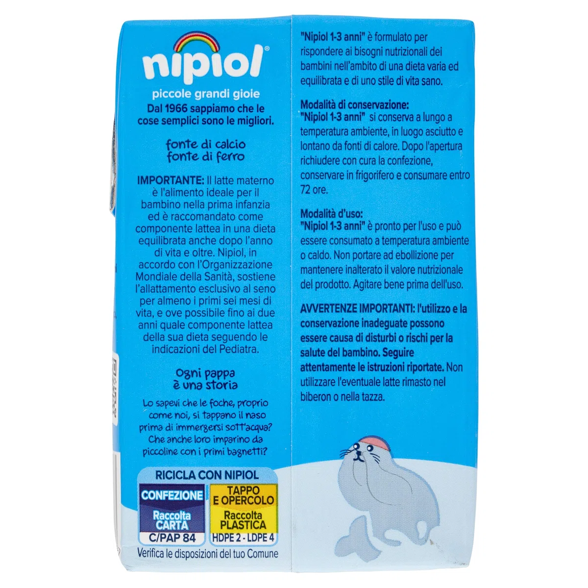 Nipiol - Latte Liquido 1-3 Anni- 500ml (12 confezioni)