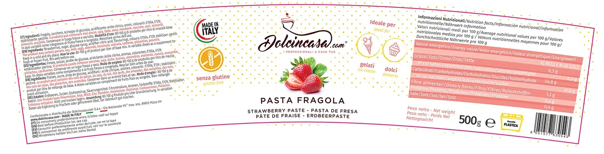 Dolcincasa-Pasta Gelato alla Fragola 500g per gelato dolci alla fragola e granite italiana senza glutine