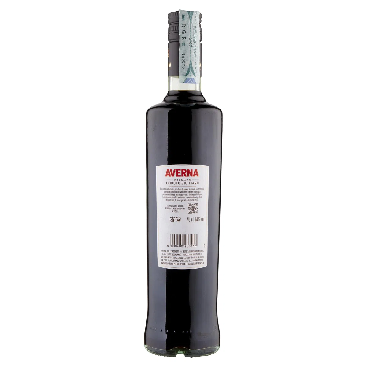 Averna Riserva Tributo Siciliano - Bottiglia Limited Edition, Amaro Italiano dal Sapore Agrumato Invecchiato almeno 18 Mesi, 34% Vol, Etichetta Casuale, Bottiglia in Vetro da 70 cl