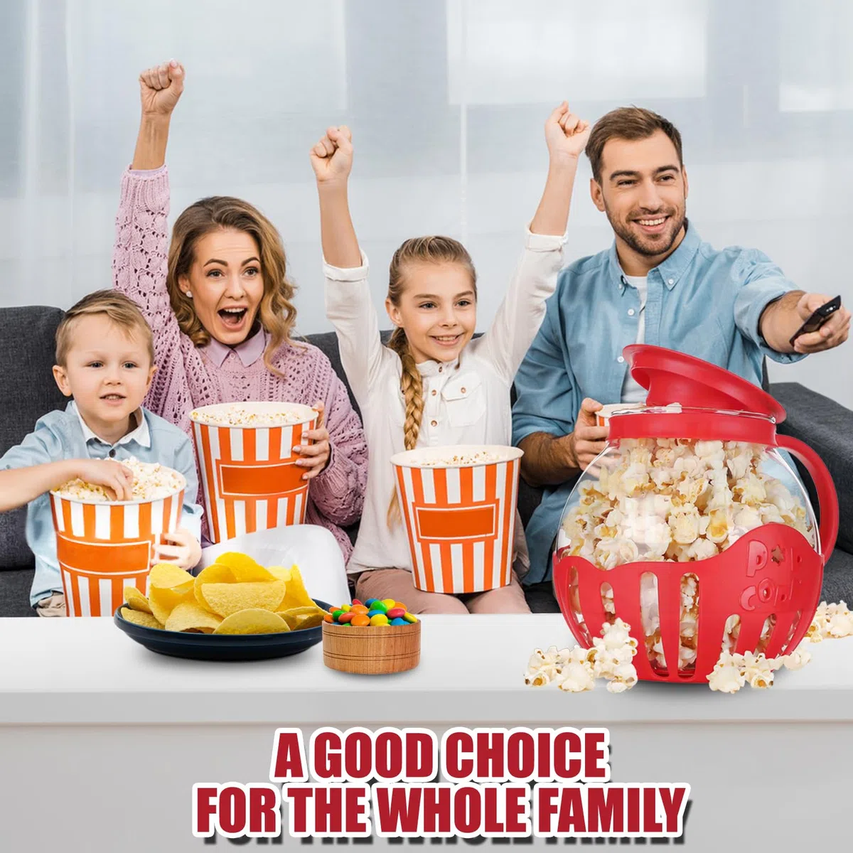 Ciotola per Popcorn per Microonde, Pop corn Microonde Vetro,Macchina Popcorn,Coperchi in 3 in 1 per Snack Salutari, per Raduni, Feste, Picnic, Rosso, Pentola a Microonde Aria Popcorn Spuntino