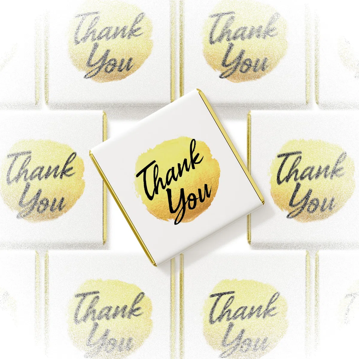 50 cioccolatini con scritta "Thank You", eleganti dolcetti al latte e fondente per matrimoni, eventi, regali aziendali e occasioni speciali (design 3 - latte)