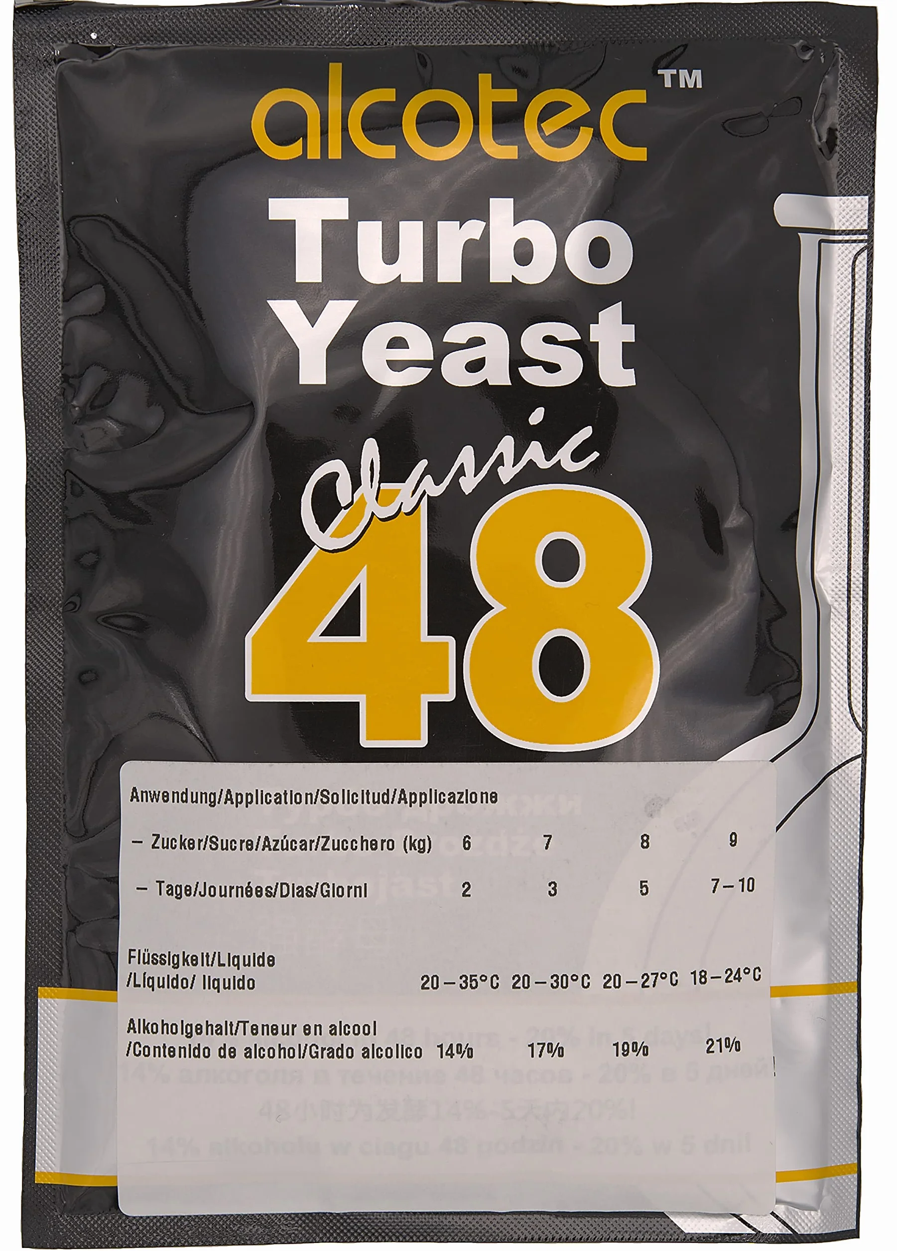 8 x AlcoTec Turbo Lievito Classic 48h 20% alcol entro 5 giorni