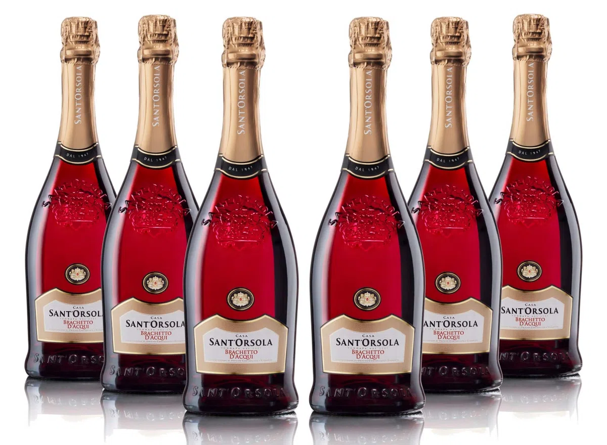 Sant'Orsola - Vino Spumante Brachetto d'Acqui D.O.C.G., da Uva Italiana, Gusto Avvolgente con Note di Rosa, 6x750 ml
