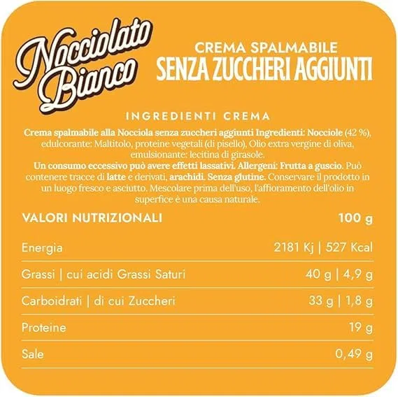 Choco Zero – Crema Proteica Crema Spalmabile Senza Zuccheri Aggiunti, Senza Glutine, Senza Lattosio, Vegano Vasetto da 200 g (3 Pezzi, Nocciolato Bianco)