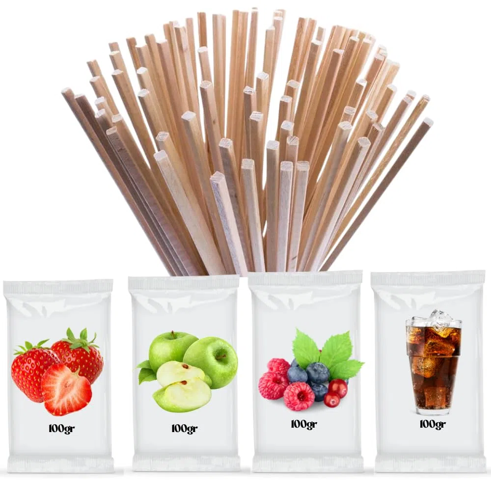 SEMAR | Zucchero per zucchero filato - 4 GUSTI di ZUCCHERO aromatizzato (1conf /100gr cad) + 100 bastoncini OMAGGIO (Fragola/Cola/Frutti di Bosco/Mela Verde)