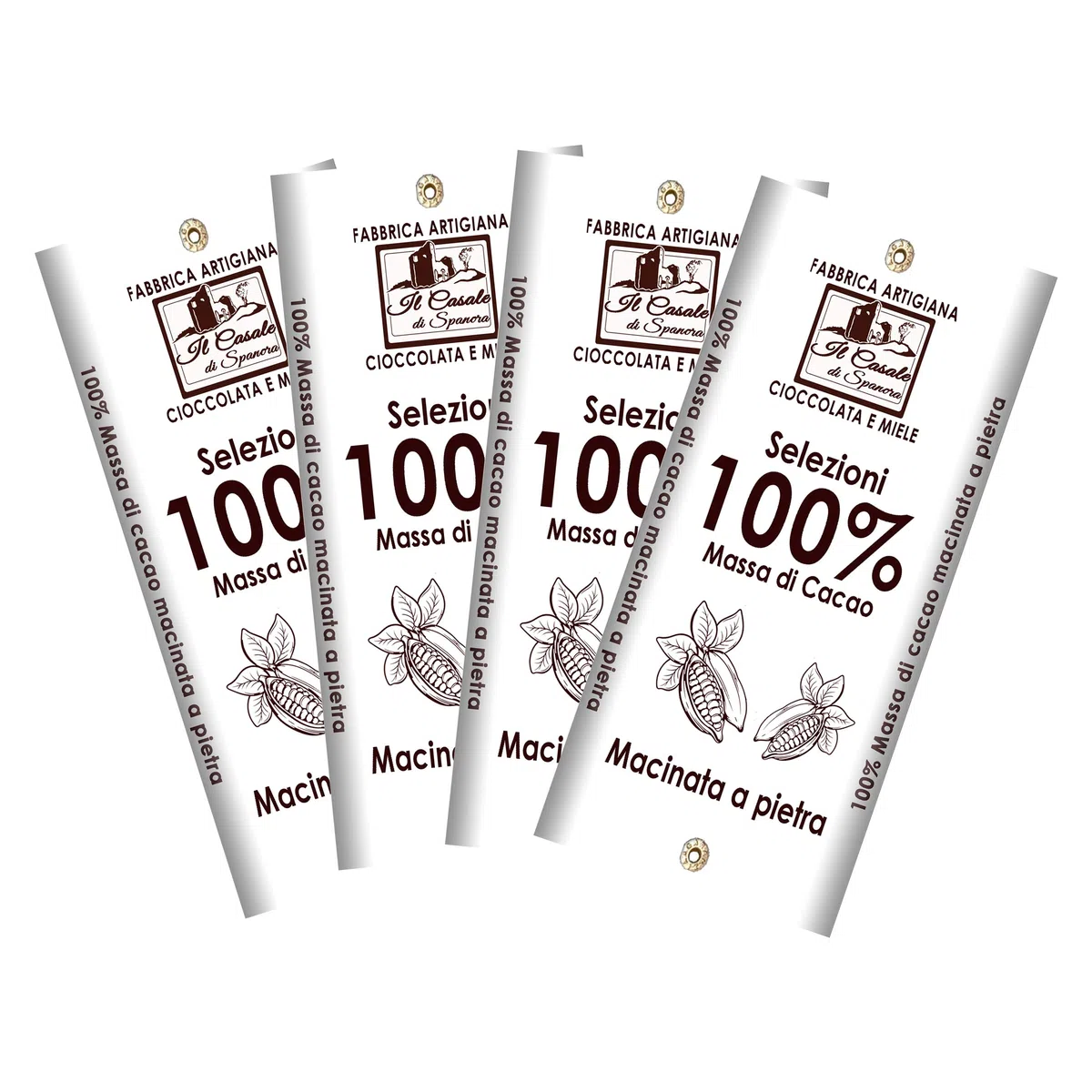 Set Tavolette MASSA DI CACAO 100% - 4pz da 95 gr (380gr)- Cioccolato Fondente 100% Artigianale MADE IN ITALY - Il Casale Di Spanora