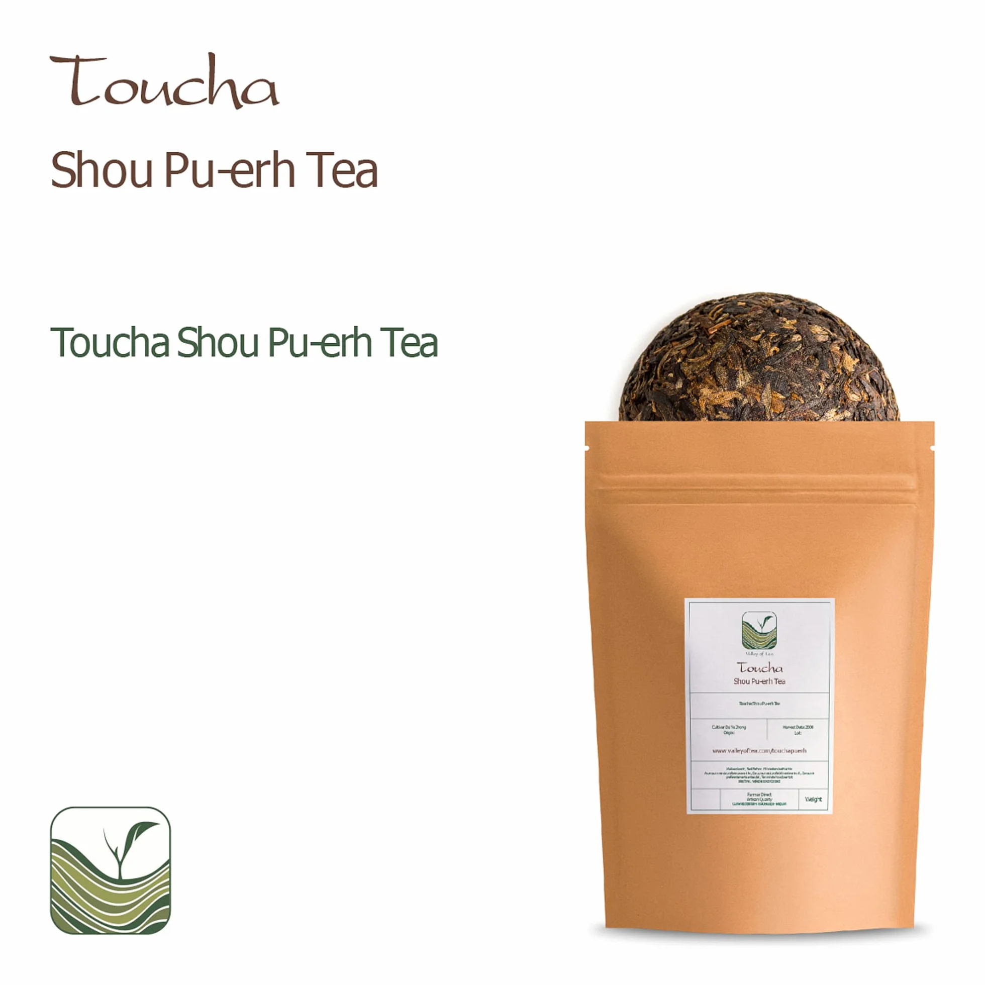 Toucha Pu-Erh Shou Tè - Tè Tou Cha - Pu-Erh Chabing Shu Yunnan Cina - Pu Er Pressato