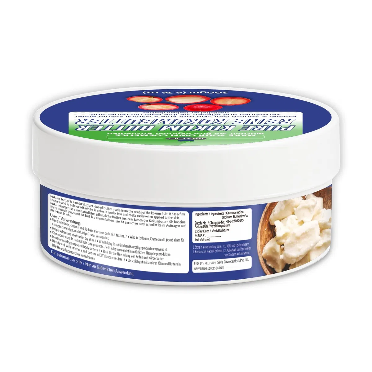 Burro di cocco – qualità cosmetica | Burro vegetale duro per balsami, barre, creme e formulazioni per la cura della pelle fai da te, stabile, non grasso, senza additivi – 200 g