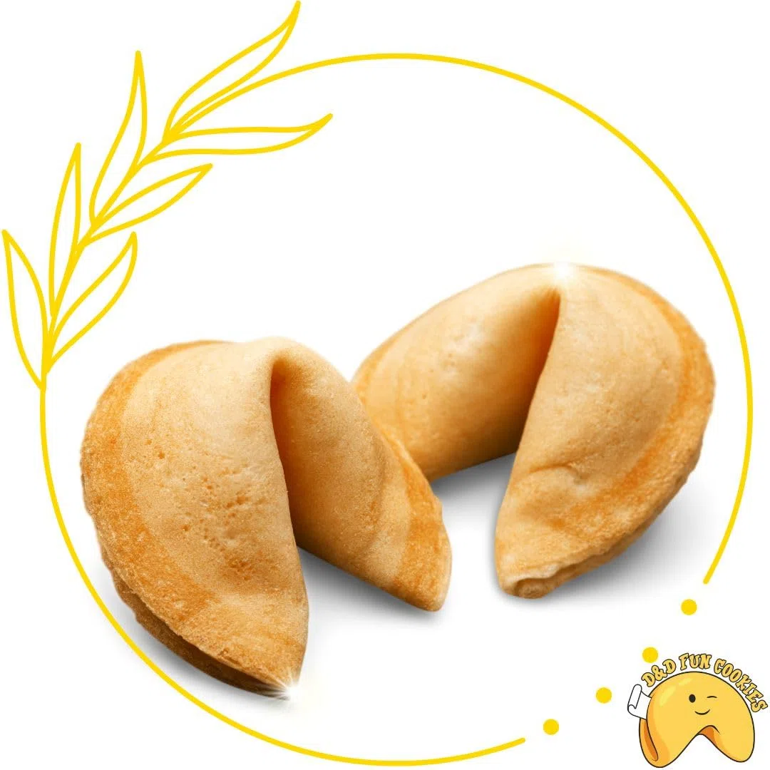 D&D Fun Cookies Biscotti della Fortuna | Biscotto magico per una Festa | Biscotti della fortuna cinesi | Biscotti confezionati singolarmente | Biscotti regalo | Fortune Cookies (M, 50, unità)