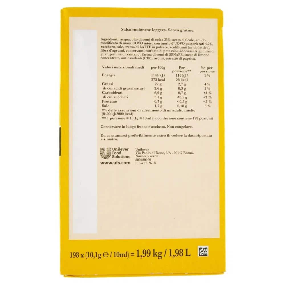 Calvè Maionese Cremosa monodose in bustina - 198X10 ml