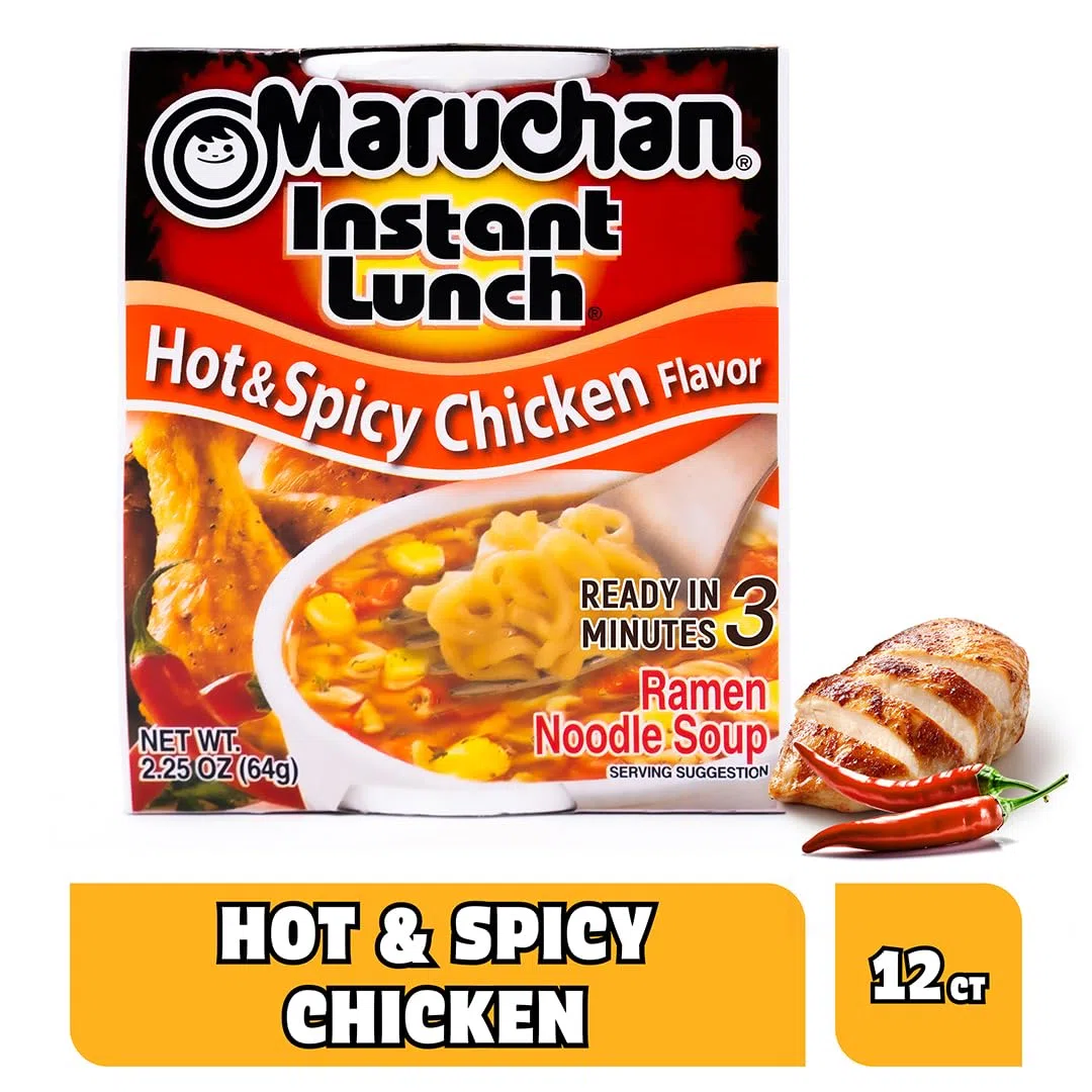 Maruchan Instant Lunch, Hot and Spicy Chicken, 2.25-Ounce Packages (Pack of 12) by Maruchan